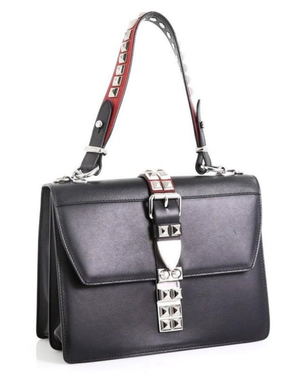 Prada Elektra Shoulder Bag Studded Leather Medium
